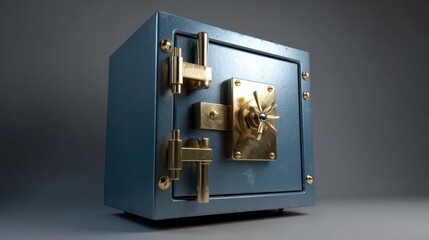 Steel safe, gold hardware