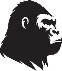 Gorilla Family Silhouette Vector – Black and White Wildlife Illustration of Parent and Baby Apes