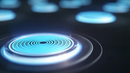 Glowing Blue Tech: A mesmerizing close-up captures the sleek lines of glowing, futuristic tech elements, a testament to technological advancement.