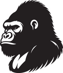 Gorilla Family Silhouette Vector – Black and White Wildlife Illustration of Parent and Baby Apes