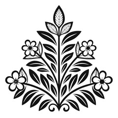  Minimal Ornate Botanical Plant Silhouette in Black White