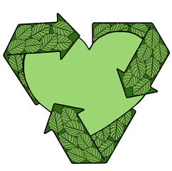 recycle symbol on green background