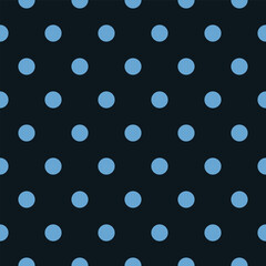 Sophisticated dark navy background with light blue polka dots, seamless vector design for textiles, wallpapers, and digital prints.