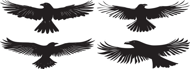 Flying Bird Silhouette Vector Set

Black Bird Silhouettes in Flight Collection

Crow and Raven Flying Silhouette Clipart