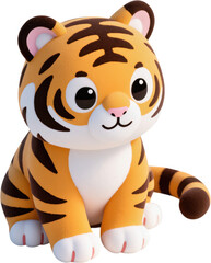This adorable plush tiger toy features an inviting expression and vibrant colors. Perfect for playtime or as a decorative piece, it adds charm to any space.