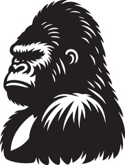 Gorilla Family Silhouette Vector – Black and White Wildlife Illustration of Parent and Baby Apes