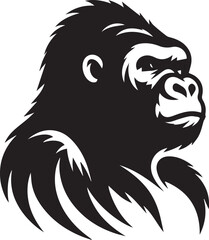 Gorilla Family Silhouette Vector – Black and White Wildlife Illustration of Parent and Baby Apes