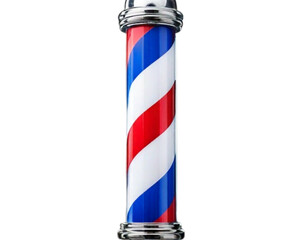 Traditional Barber Pole with Red, White, and Blue Stripes, isolated on a transparent background PNG