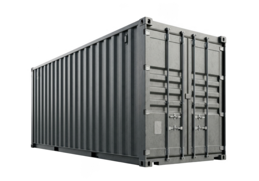 Gray shipping container isolated on transparent background