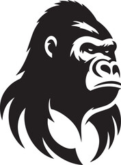 Gorilla Family Silhouette Vector – Black and White Wildlife Illustration of Parent and Baby Apes