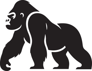 Gorilla Family Silhouette Vector – Black and White Wildlife Illustration of Parent and Baby Apes