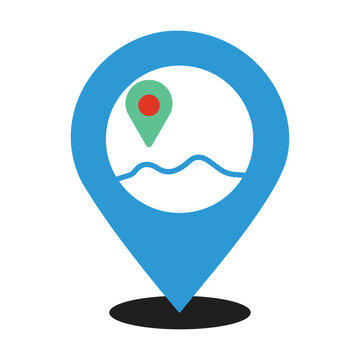 blue location pin with map inside clip art preview