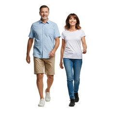 Fototapeta premium a couple walking on stress isolated on white or transparent background