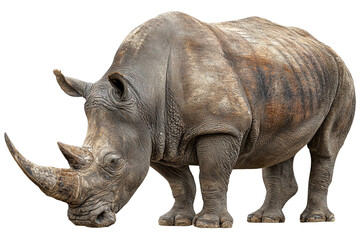 Obraz premium Rhinoceros standing side view isolated PNG