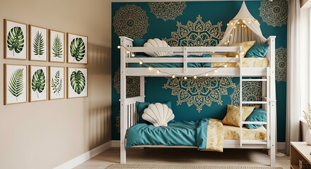 Cozy Bedroom with Bunk Beds and Decor.