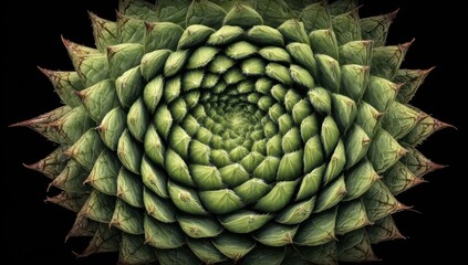 Close-up of a succulent plant's intricate leaf structure.