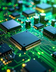 Obraz premium Close-up of circuit board with processor