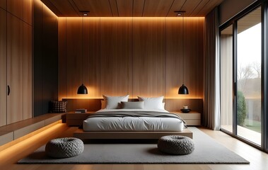 Modern Bedroom Interior with Luxury Bed