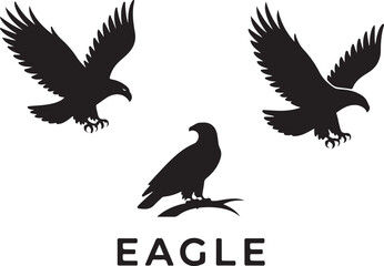 Obraz premium Set of Flying Bird Silhouettes VectorBlack Birds in Flight Silhouette IllustrationCrow and Raven Silhouette Design Collection