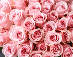 Close-up of many pale pink roses