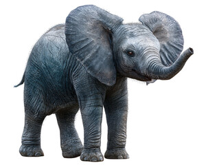  Baby elephant walking forward isolated white background PNG