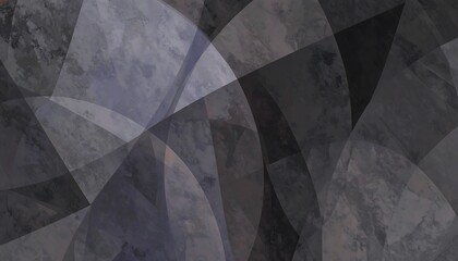 A sophisticated design featuring layered, intersecting shapes in muted gray and dark tones, creating an intricate and visually engaging abstract composition.