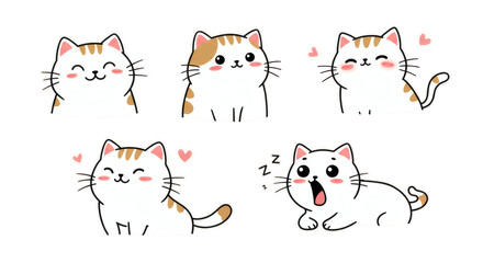 Whimsical Cat Faces Adorable Kitten Expressions in Vector Art