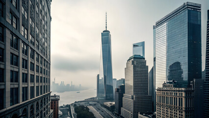 New York City Skyline with One World Trade Center on a Cloudy Day cityscape skyscrapers Full HD 4K Video Download 2025 2026
