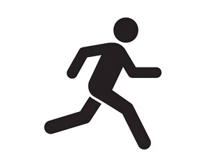 Simple black icon of a person running