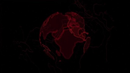 3d world animate social future technology background Concept. Digital red earth rotating, Business scientific global network, animation digital grid data communication. - Powered by Adobe