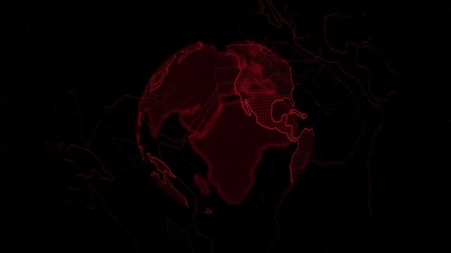 3d world animate social future technology background Concept. Digital red earth rotating, Business scientific global network, animation digital grid data communication. 