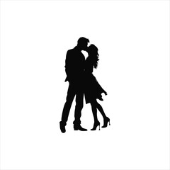 Lovers Silhouette Couple Kissing – Romantic Vector T-shirt Design