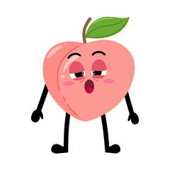 Cute Hand Drawn Sleepy Peach with Heavy Eyes