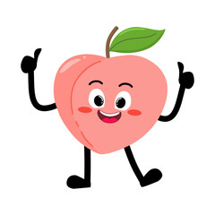 Cute Hand Drawn Peach Give Thumbs Up