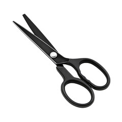 Close-up of black scissors, angled view, showing sharp blades and handles