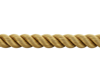 Thick golden rope segment isolated on transparent background