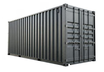 Gray shipping container isolated on transparent background