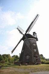 historic windmill by the meadow