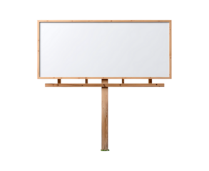 Blank wooden billboard for advertisement or design on transparent background, PNG