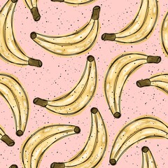 watercolor sweet yellow banana pattern design