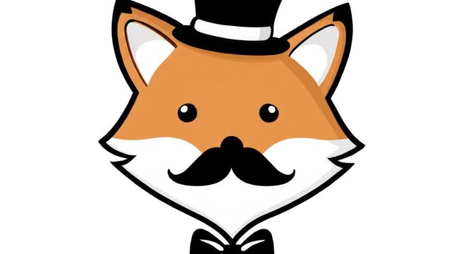 Cute fox wearing a top hat, bow tie, and mustache