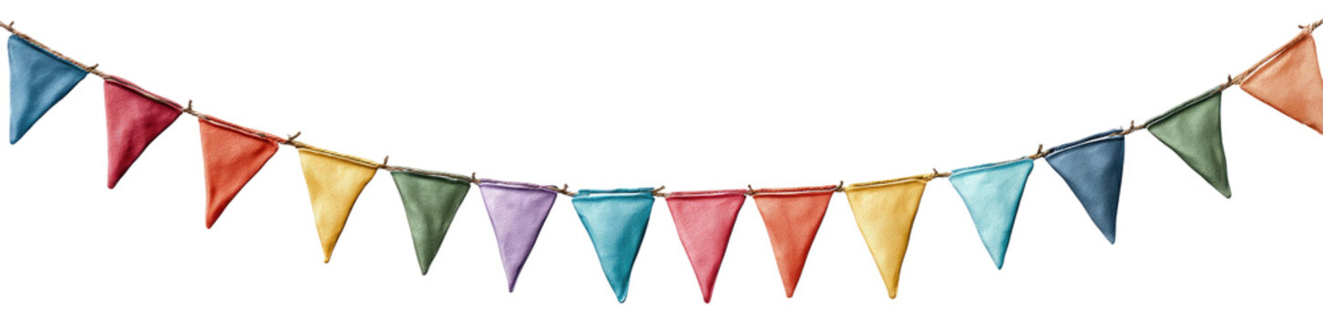 Colorful triangular bunting flags strung on a line