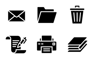 Office, Document, and Stationery Icons Set - Communication and Business.