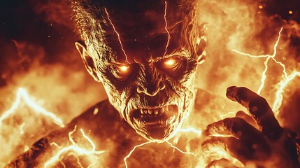 Halloween-style Frankenstein monster with electric shock effects