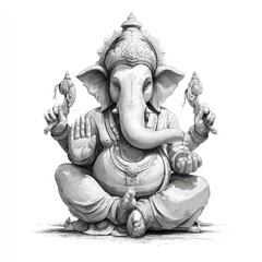 Ganesha Celebration Modern Culture Cartoon Art Minimalist Design Isolated View Modern Outline Style