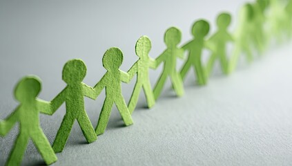 Paper people linked in a row