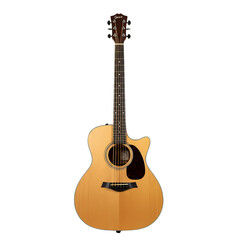 Naklejka premium Acoustic Guitar FullBody Shot Against Black Background isolated on transparent background