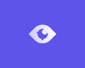 An eye gradient logo. Minimalistic optics vision sign. Camera video surveillance vector symbol.