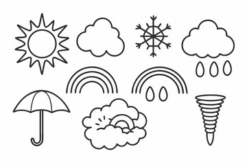 Modern Weather and Climate Icon Bundle  Minimalist Line Art Vector Design