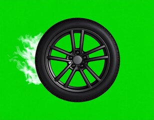 Obraz premium Burning Tire Green Screen.